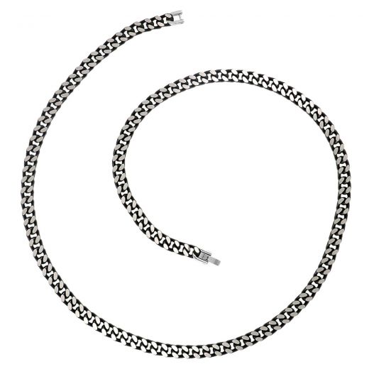 Chain necklace two-tone made of stainless steel silver and black with a thickness of 6.5mm