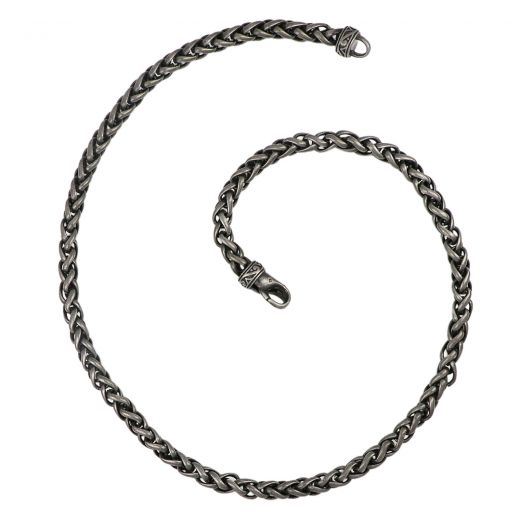 Chain necklace made of stainless steel in black color for pendants with a thickness of 7 mm