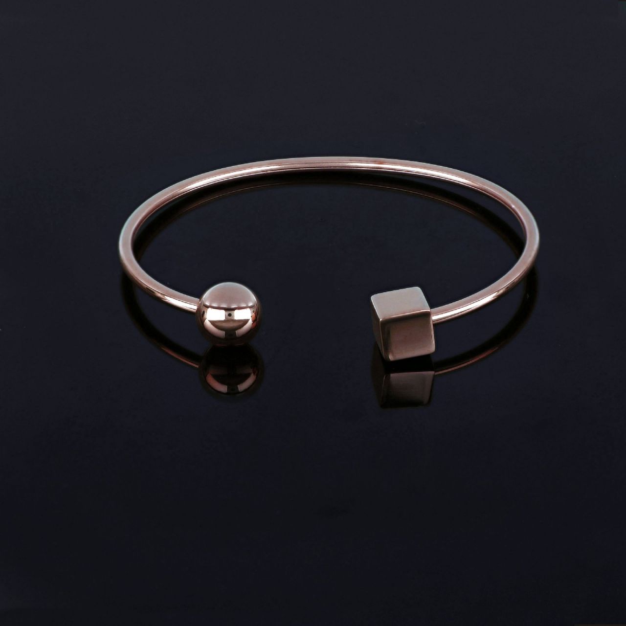 Stainless steel bangle rose gold geometric shapes BR12021-03 ...