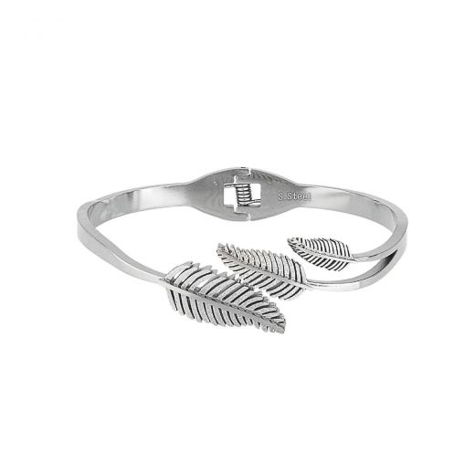 Bracelet stainless steel with a feather design