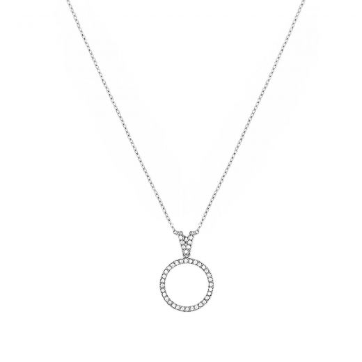 Stainless steel circle necklace with zirconia