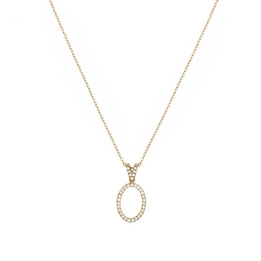 Gold-plated circle stainless steel necklace with zirconia