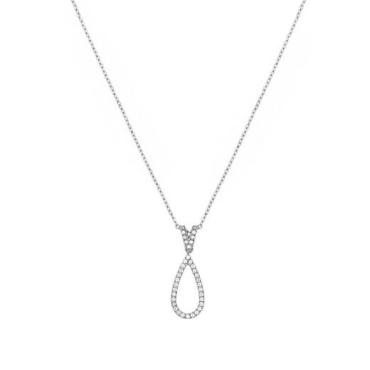 Necklace made of stainless steel teardrop with zircon