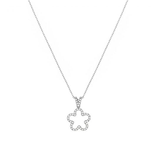 Necklace made of stainless steel star with white zircon