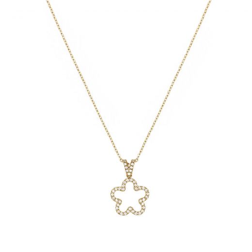 Necklace made of stainless steel gold plated star with white zircon