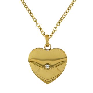 Stainless steel necklace with gold plated opening heart - 