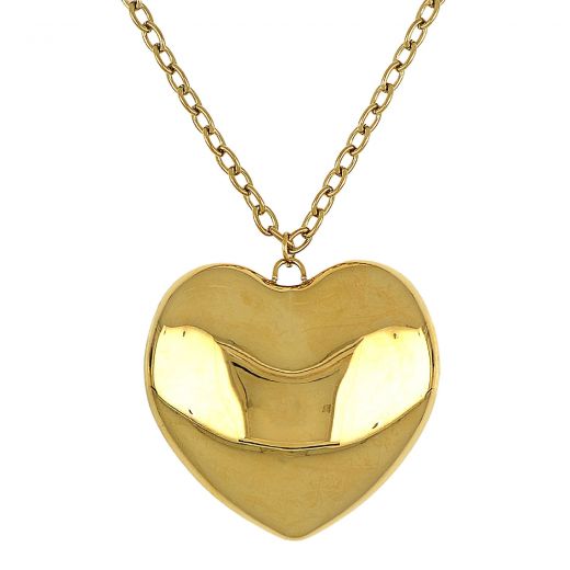 Necklace made of stainless steel gold plated heart with chain