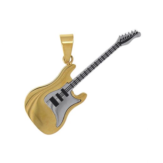 Pendant electric guitar steel in gold and silver color