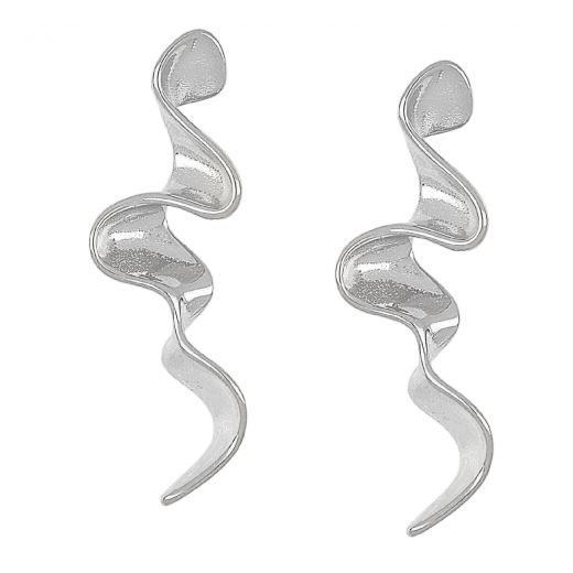 White stainless steel earrings with a special wavy design