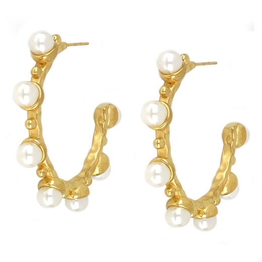 Hoop earrings made of stainless steel gold plated with pearls