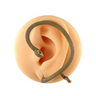 Earring ear clip made of stainless steel gold plated snake design - 