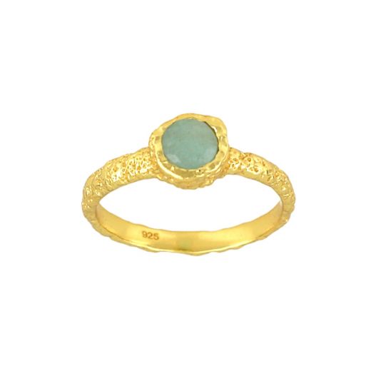 Handmade silver ring gold plated with round amazonite