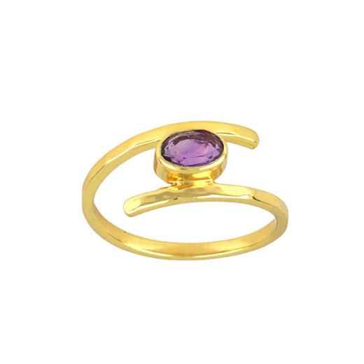 Handmade silver ring gold plated with amethyst stone.